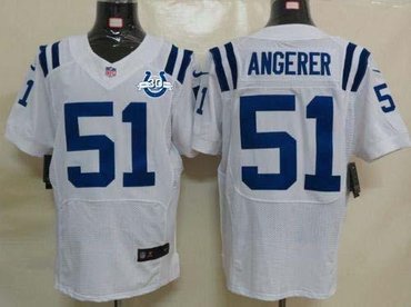 NEW Colts #51 Pat Angerer White With 30TH Seasons Patch Men's Stitched NFL Elite Jersey