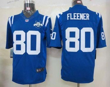 NEW Colts #80 Coby Fleener Royal Blue Team Color With 30TH Seasons Patch Men's Stitched NFL Limited Jersey