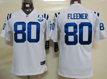 NEW Colts #80 Coby Fleener White With 30TH Seasons Patch Youth Stitched NFL Elite Jersey