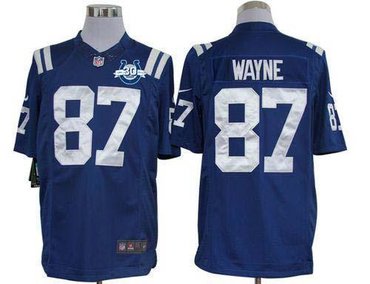 NEW Colts #87 Reggie Wayne Royal Blue Team Color With 30TH Seasons Patch Men's Stitched NFL Limited Jersey
