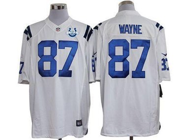 NEW Colts #87 Reggie Wayne White With 30TH Seasons Patch Men's Stitched NFL Limited Jersey
