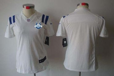 NEW Colts Blank White With 30TH Seasons Patch Women's Stitched NFL Limited Jersey