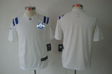 NEW Colts Blank White With 30TH Seasons Patch Youth Stitched NFL Limited Jersey