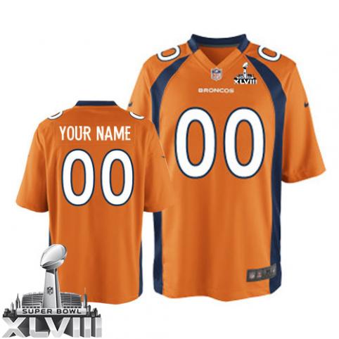 NEW DENVER BRONCOS SUPER BOWL XLVIII MEN'S Game NFL HOME Customized ORANGE JERSEY