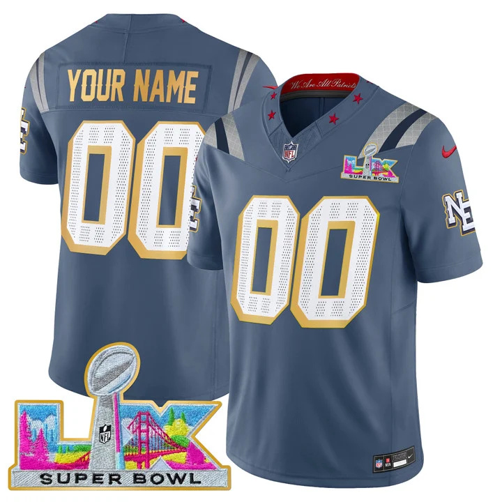 NEW ENGLAND PATRIOTS SUPER BOWL LX GOLD TRIM VAPOR LIMITED CUSTOM JERSEY