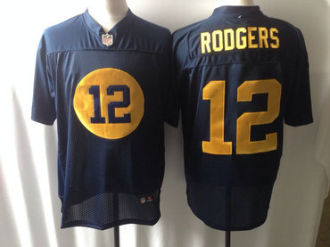 NEW Green Bay Packers #12 Aaron Rodgers Navy Blue Alternate NFL Elite Jersey