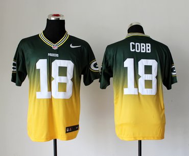 NEW Green Bay Packers #18 Randall Cobb Green Yellow Drift Fashion II Elite NFL Jerseys