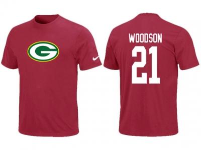 NEW Green Bay Packers #21 WOODSON Name & Number T-Shirt Red