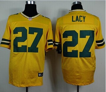 NEW Green Bay Packers #27 Eddie Lacy Yellow Alternate NFL Elite Jersey