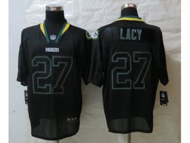 NEW Green Bay Packers #27 Lacy Black Jerseys(Lights Out Elite)