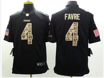 NEW Green Bay Packers #4 Brett Favre Black NFL Limited Salute to Service Jersey