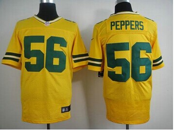 NEW Green Bay Packers #56 Julius Peppers Yellow Alternate NFL Elite Jersey