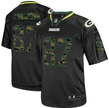 NEW Green Bay Packers #87 Jordy Nelson Black NFL Elite Camo Fashion Jersey