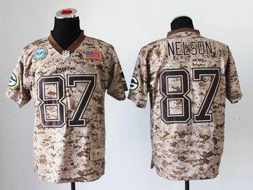 NEW Green Bay Packers #87 Jordy Nelson Camo NFL Elite USMC Jersey(USA)