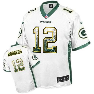 NEW Green Bay Packers 12 Aaron Rodgers White Stitched NFL Elite Drift Fashion Jersey