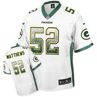 NEW Green Bay Packers 52 Clay Matthews White Stitched NFL Elite Drift Fashion Jersey