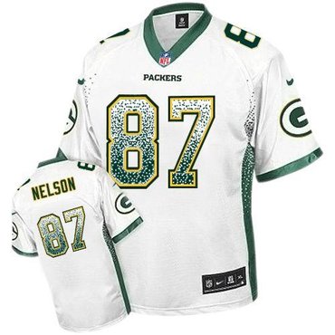 NEW Green Bay Packers 87 Jordy Nelson White Stitched NFL Elite Drift Fashion Jersey