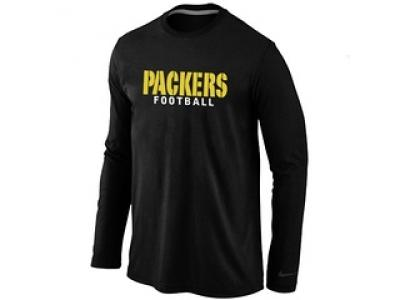NEW Green Bay Packers font Long Sleeve T-Shirt Black