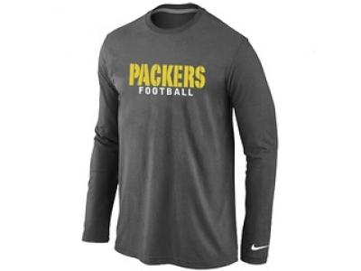 NEW Green Bay Packers font Long Sleeve T-Shirt D.Grey