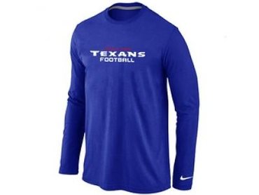 NEW Houston Texans Authentic font Long Sleeve T-Shirt blue