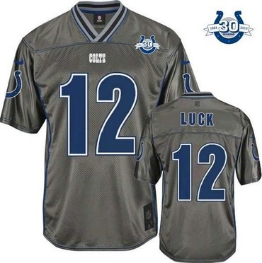 NEW Indianapolis Colts #12 Andrew Luck Grey Vapor Elite Jerseys(With 30TH)