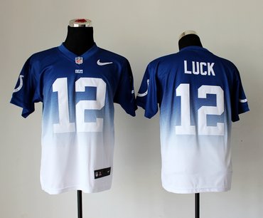 NEW Indianapolis Colts 12 Andrew Luck Blue White Drift Fashion II Elite NFL Jerseys
