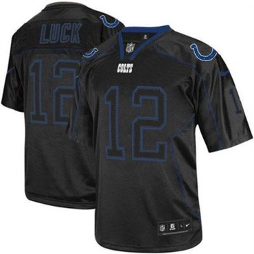 NEW Indianapolis Colts 12 Andrew Luck Lights Out Black Men's Embroidered NFL Elite Jerseys
