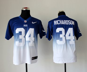 NEW Indianapolis Colts 34 Trent Richardson Blue White Drift Fashion II Elite NFL Jerseys