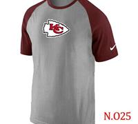 NEW Kansas City Chiefs Ash Tri Big Play Raglan NFL T-Shirt Grey Red