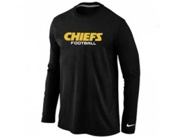 NEW Kansas City Chiefs Authentic font Long Sleeve T-Shirt Black