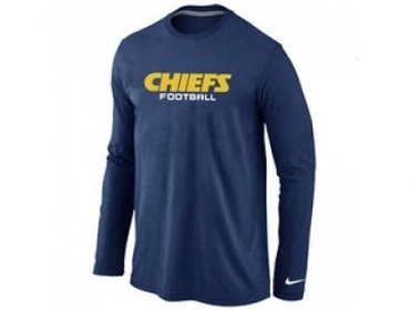 NEW Kansas City Chiefs Authentic font Long Sleeve T-Shirt D.Blue
