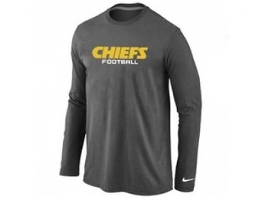 NEW Kansas City Chiefs Authentic font Long Sleeve T-Shirt D.Grey