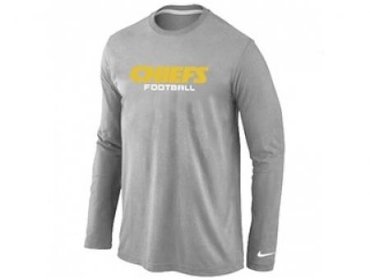 NEW Kansas City Chiefs Authentic font Long Sleeve T-Shirt Grey