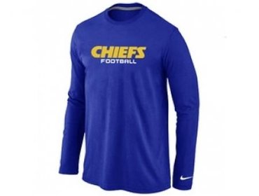 NEW Kansas City Chiefs Authentic font Long Sleeve T-Shirt blue