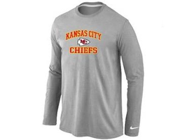 NEW Kansas City Chiefs Heart & Soul Long Sleeve T-Shirt Grey