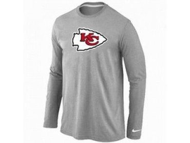 NEW Kansas City Chiefs Logo Long Sleeve T-Shirt Grey