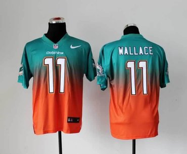 NEW Miami Dolphins 11 Mike Wallace Green Orange Drift Fashion II Elite NFL Jerseys