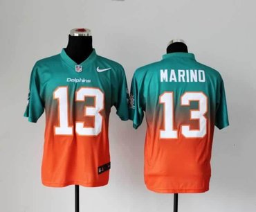 NEW Miami Dolphins 13 Dan Marino Green Orange Drift Fashion II Elite NFL Jerseys