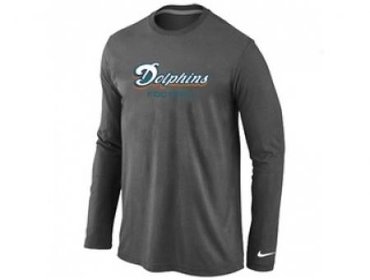 NEW Miami Dolphins Authentic font Long Sleeve T-Shirt D.Grey