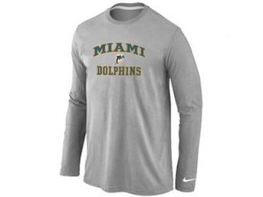 NEW Miami Dolphins Heart & Soul Long Sleeve T-Shirt Grey