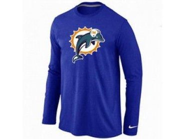 NEW Miami Dolphins Logo Long Sleeve T-Shirt BLUE