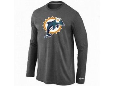 NEW Miami Dolphins Logo Long Sleeve T-Shirt D.Grey