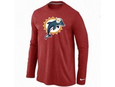 NEW Miami Dolphins Logo Long Sleeve T-Shirt RED
