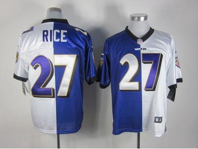 NEW NFL Baltimore Ravens #27 Ray Rice purple-white jerseys(Split Elite)