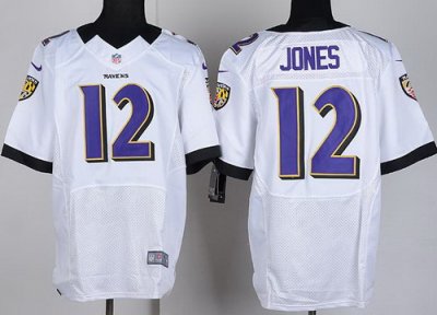 NEW NFL Baltimore Ravens 12 Jones White Jerseys (Elite)