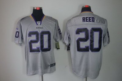 NEW NFL Baltimore Ravens 20 Ed Reed Lights Out Grey Jerseys(Elite)