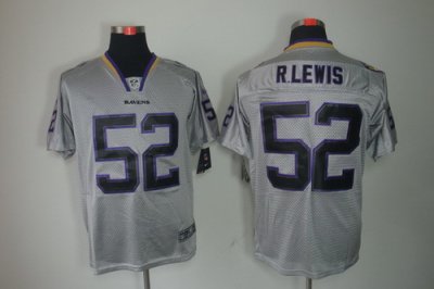 NEW NFL Baltimore Ravens 52 Ray Lewis Lights Out Grey Jerseys(Elite)