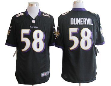 NEW NFL Baltimore Ravens 58 Elvis Dumervil Black Jerseys(Game)