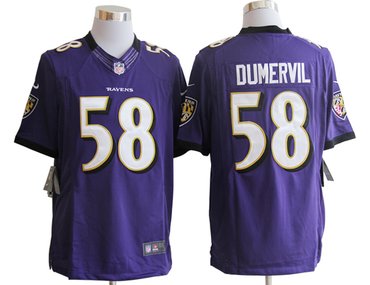 NEW NFL Baltimore Ravens 58 Elvis Dumervil Purple Jerseys(Limited)