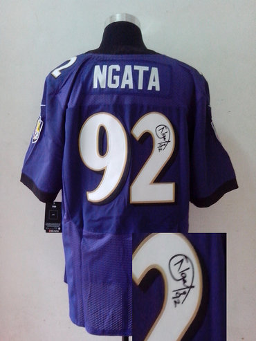NEW NFL Baltimore Ravens 92 Haloti Ngata Purple Signed Jerseys-Elite